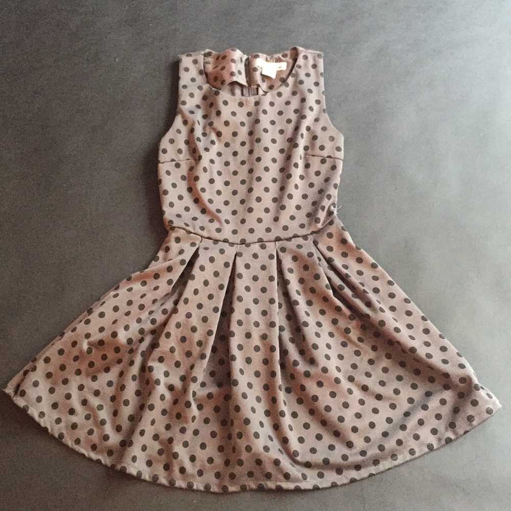 1950s styled polka dot pleated dress